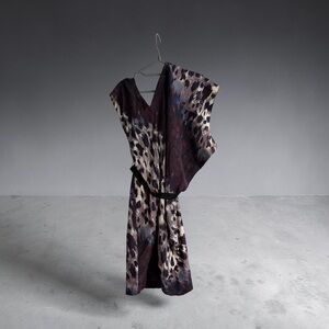 Robert Rodriguez Silk Purple Taupe Black Animal Print Dress